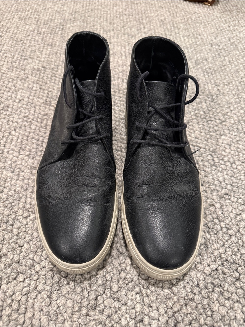 Allen Edmonds Black Leather Chukka Boots with White Sole